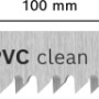 Bosch Stichsägeblatt Pro T 102 H Clean for PVC, 100 mm lang, mit T-Schaft, für saubere Kunststoffschnitte.