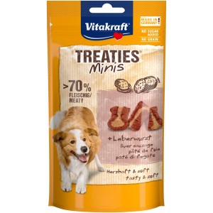 Vitakraft Treaties Minis Leberwurst, Hunde-Belohnungssnack im Beutel.