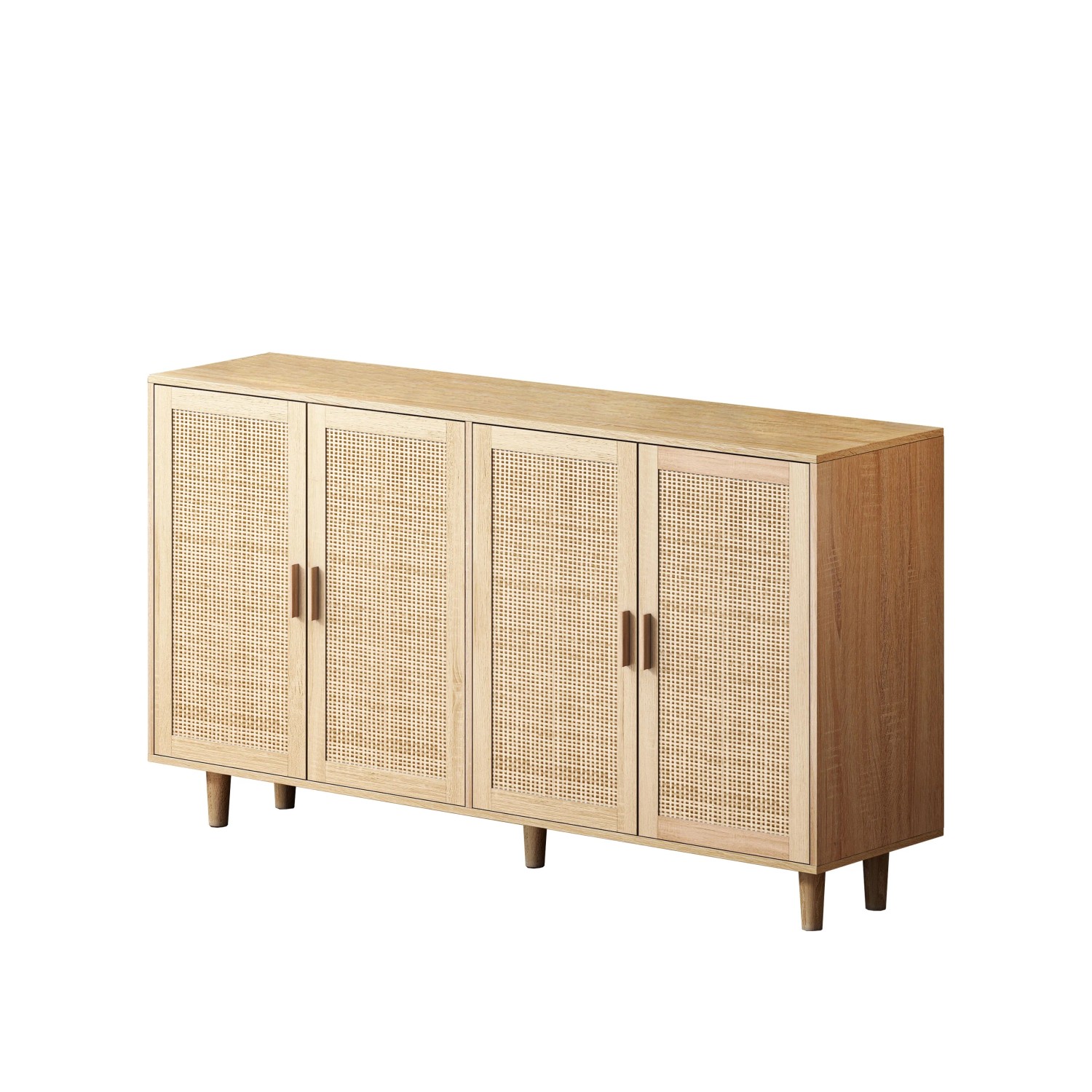 okwish Sideboard mit 4 Türen Dekorativ Schlafzimmer 158x40x88cm Natur