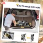 Zusammengeklappter PawHut Hundewagen im Kofferraum, ideal für Transportboxen für Kleintiere.