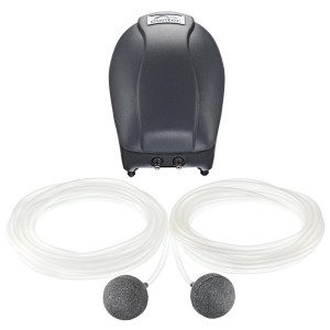 Pontec PondoAir 450 Teichbelüfter-Set mit Pumpe, Schläuchen und Ausströmersteinen.