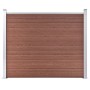 Braunes WPC Zaunelement 180x146 cm mit Holzmaserung und Aluminiumpfosten. Robuster Sichtschutzzaun für den Garten.