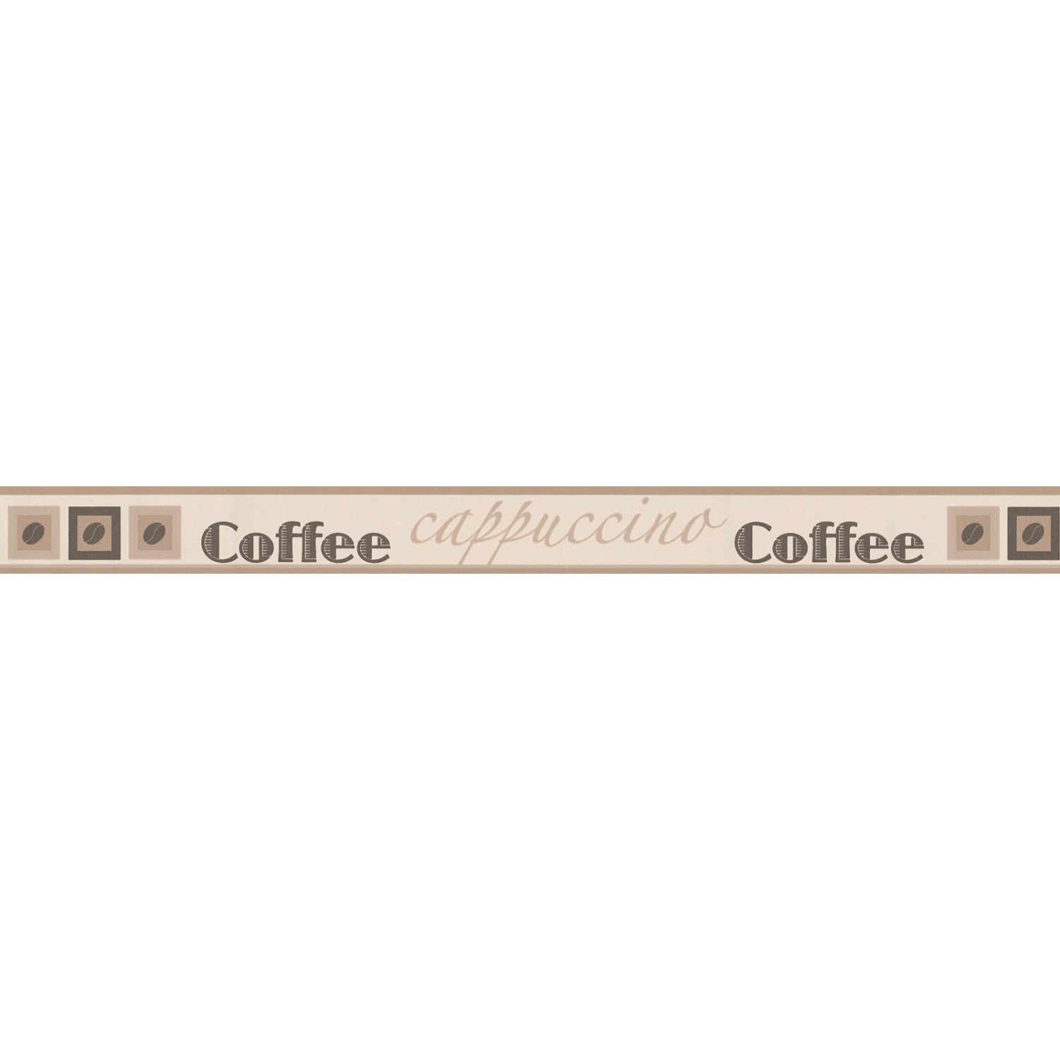 Bricoflor Schmale Tapetenborte für Küche Selbstklebende Tapeten Bordüre mit Kaffee Design in Beige Braun Cafe Wandbordür