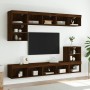 VidaXL TV-Schrank mit LED, braune Eichen-Optik, wandmontiert, Wohnwand.