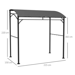 Outsunny Grillpavillon, dunkelgrau/schwarz, 215x150x220 cm, mit Haken für Grillzubehör.