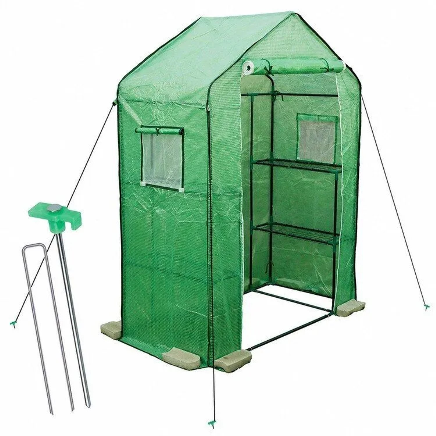 TTL GARDEN Foliengewächshaus 195 x 143 x 73 cm Grün Gewächshaus mit Gitternetzfolie Frühbeet Pflanzhaus Tomatenhaus Gartenhaus