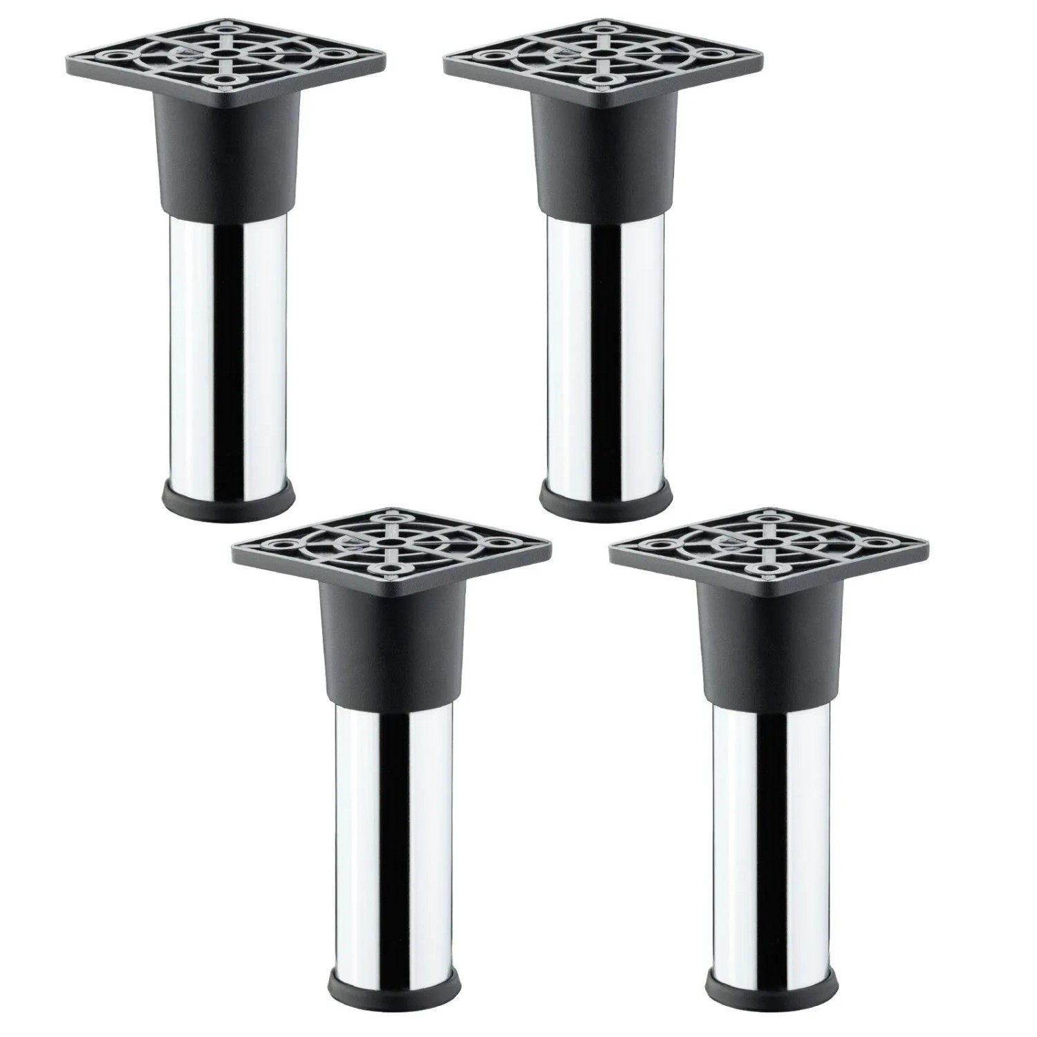 SOTECH 4er Set Möbelfüße ALFA Ø25 mm Höhe 100 mm Chrom Poliert