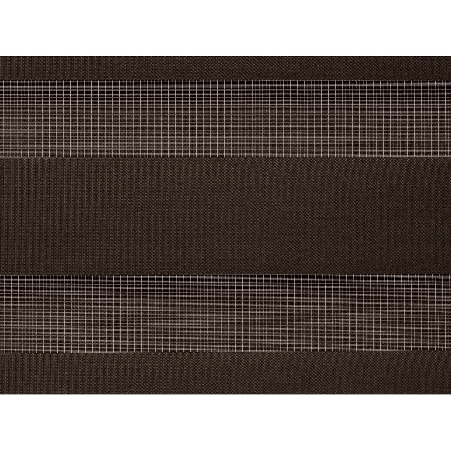 Nahaufnahme des braunen OBI Doppelrollos Avila, 45x180 cm, mit transparenten und blickdichten Streifen.