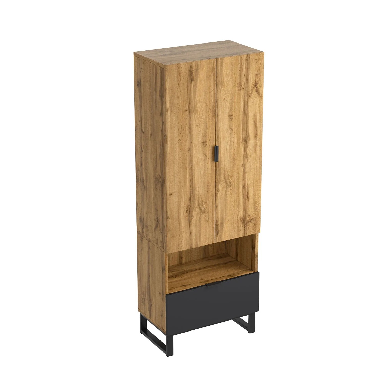 okwish Garderobenschrank mit Schubkästen Kleiderstange Flur 180x65x38cm Natur
