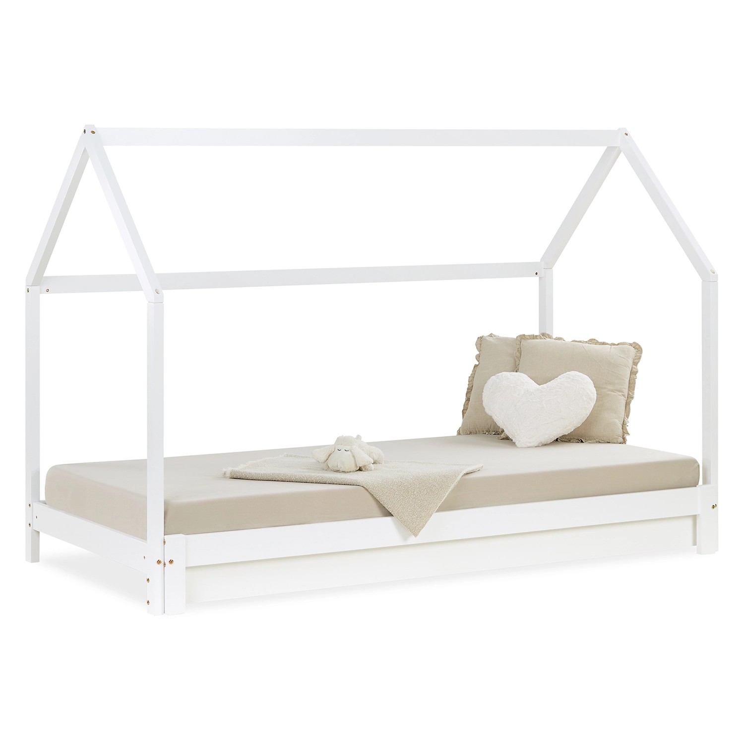 Homestyle4u Hausbett 90x200 in Weiß Ausziehbar 2591