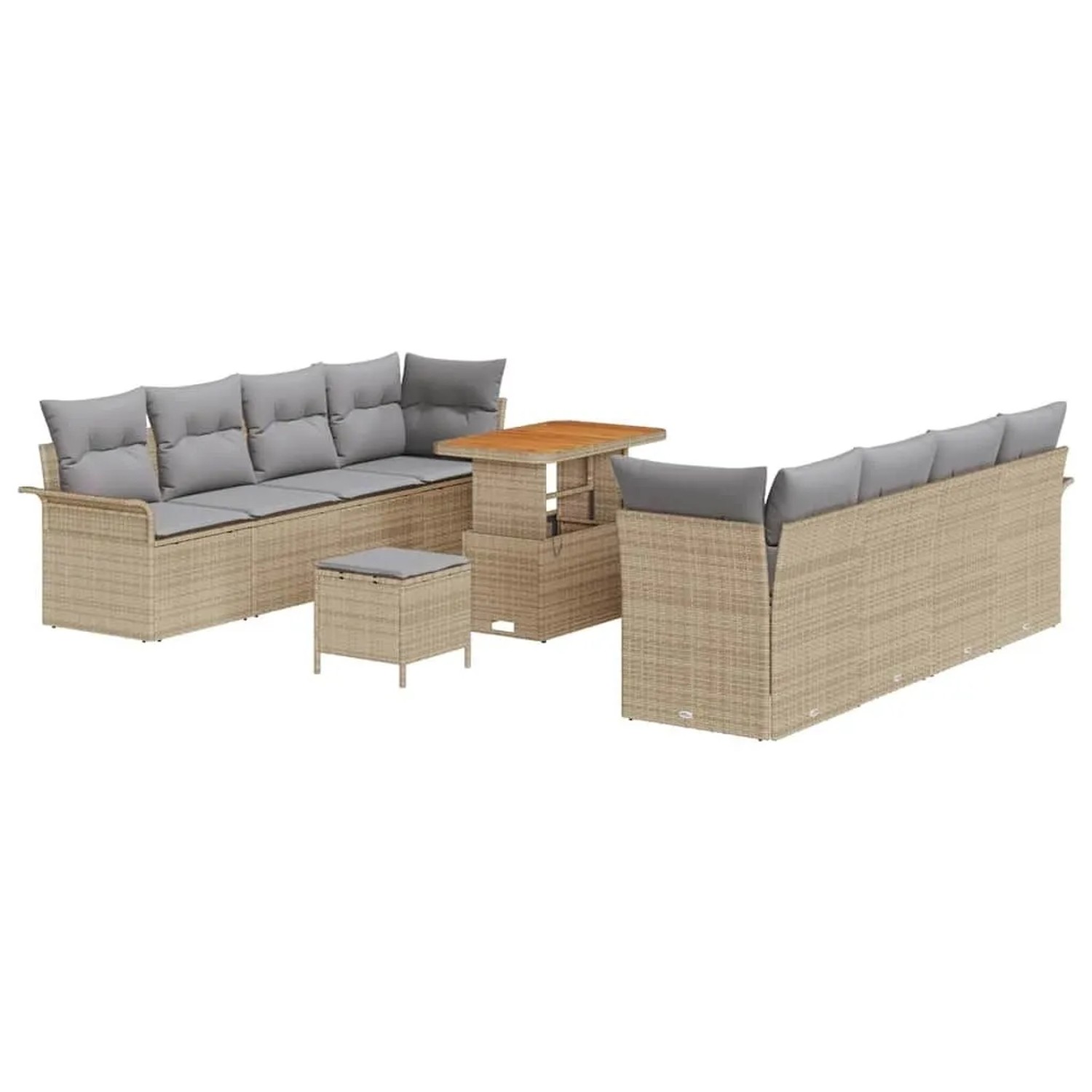 vidaXL Garten-Sofa-Set mit Kissen 11-Tlg Beige und Hellgrau 3364062