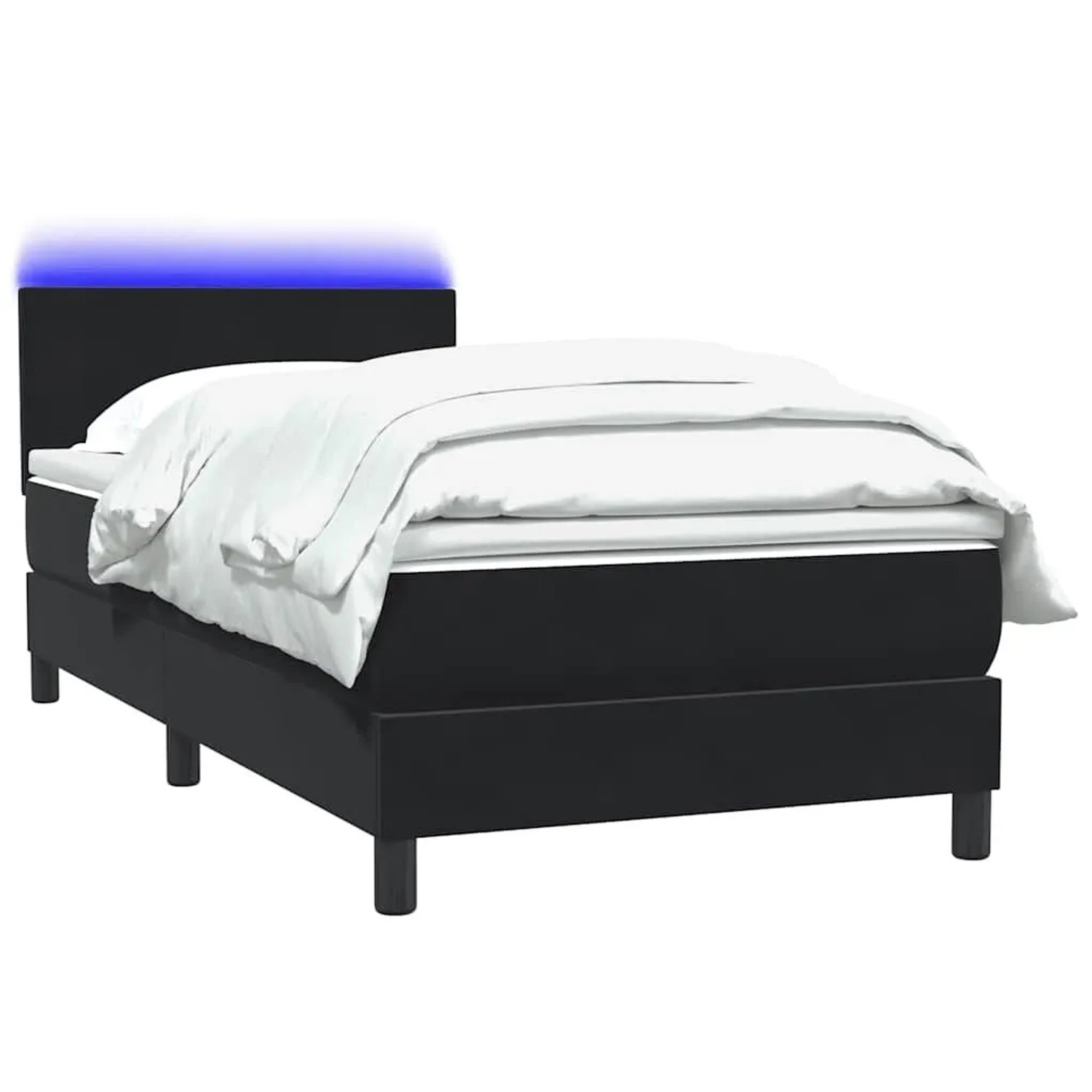 vidaXL Boxspringbett mit Matratze & LED Schwarz 90x210 cm Samt 3316673 günstig online kaufen