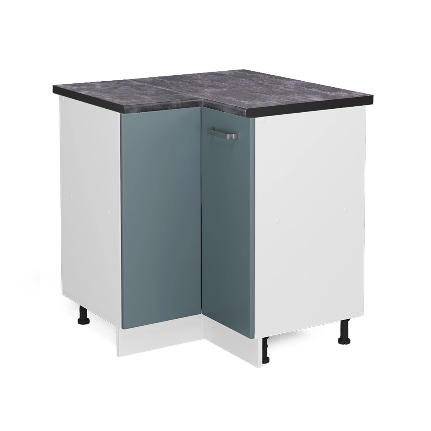 Vicco Eckunterschrank R-Line Küchen Eckschrank Blau-Grau/Weiß 76 cm AP Anthrazit