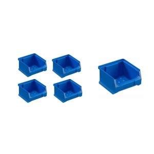 PROREGAL SparSet: 5 blaue Sichtlagerboxen, 6x10x10 cm, 0,4 Liter, für Aufbewahrungssysteme.