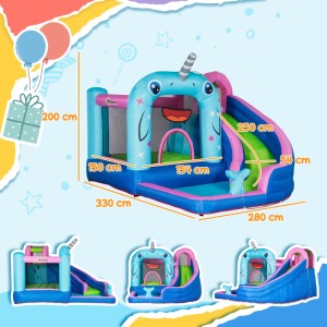 Outsunny Aufblasbare Hüpfburg mit Gebläse Wasserpark für Kinder