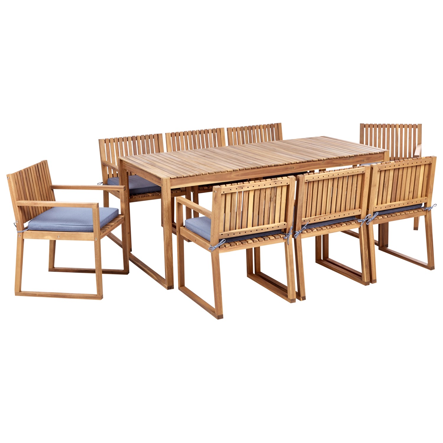 Beliani Gartentisch Set SASSARI II Heller Holzfarbton Blau günstig online kaufen