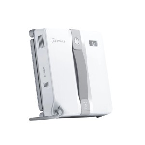 Ecovacs Winbot Mini Fensterputzroboter in Weiß und Grau, seitliche Ansicht.