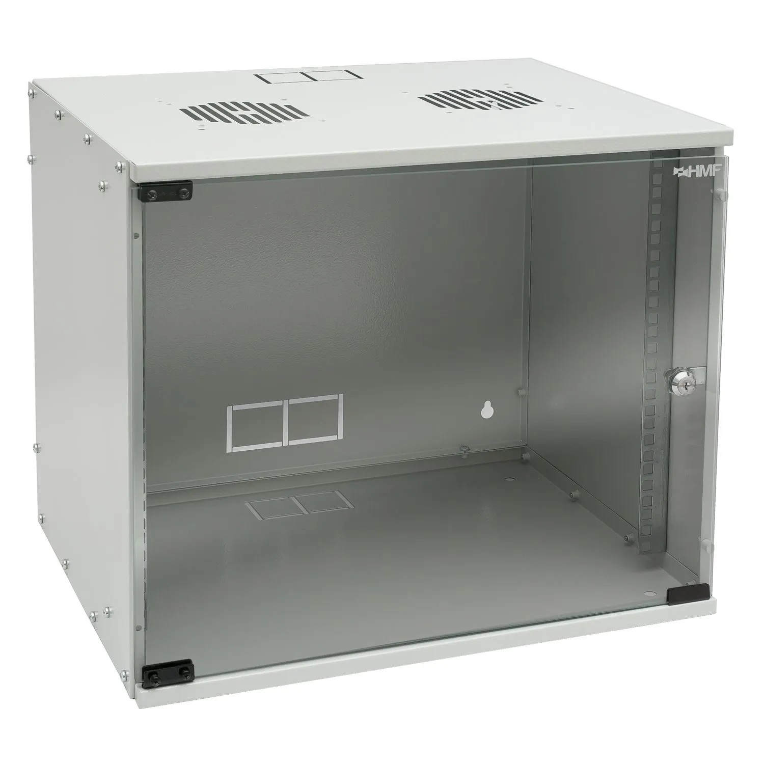 HMF 65709-07 Serverschrank Netzwerkschrank 9HE Unmontiert 19 Zoll Rack Lichtgrau