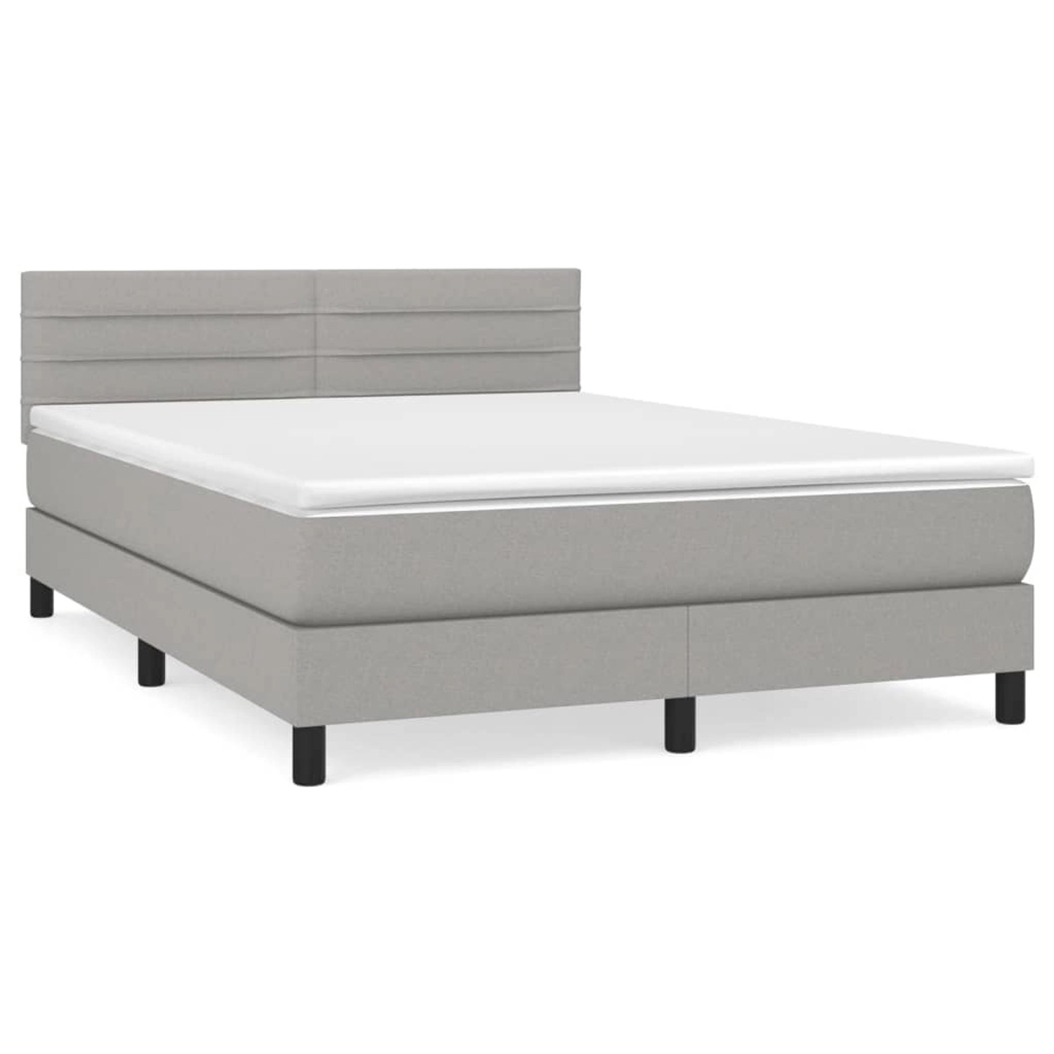 vidaXL Boxspringbett mit Matratze Hellgrau 140x200 cm Stoff1399123