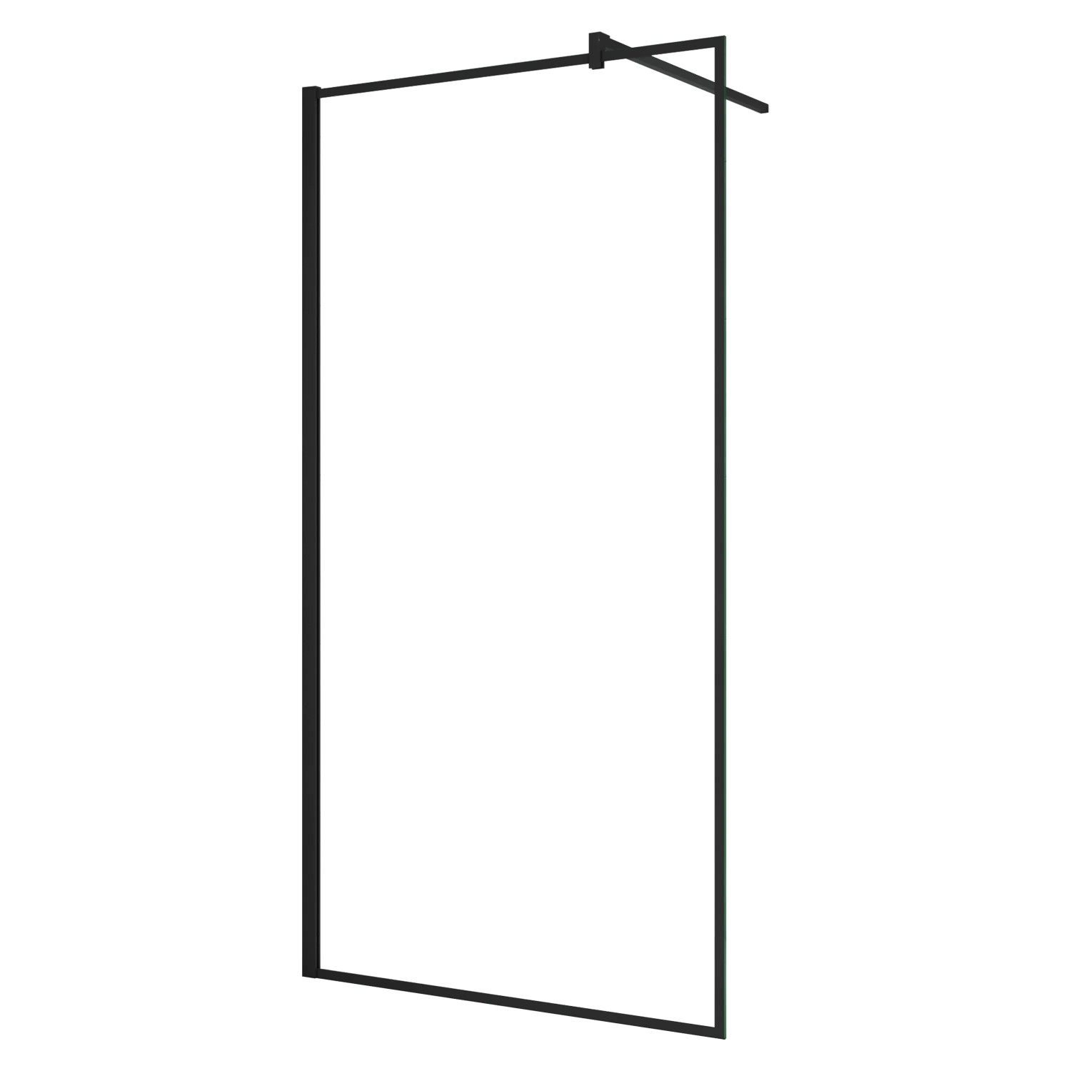 AICA 80x200cm Walk In Schwarz Aluminiumrahmen Duschwand mit Stabilisator Duschabtrennung 8mm NANO Glass F131B