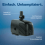 Schwarze Kerry Electronics Teichpumpe, 1500 l/h, mit Saugfüßen und regulierbarer Durchflussmenge.
