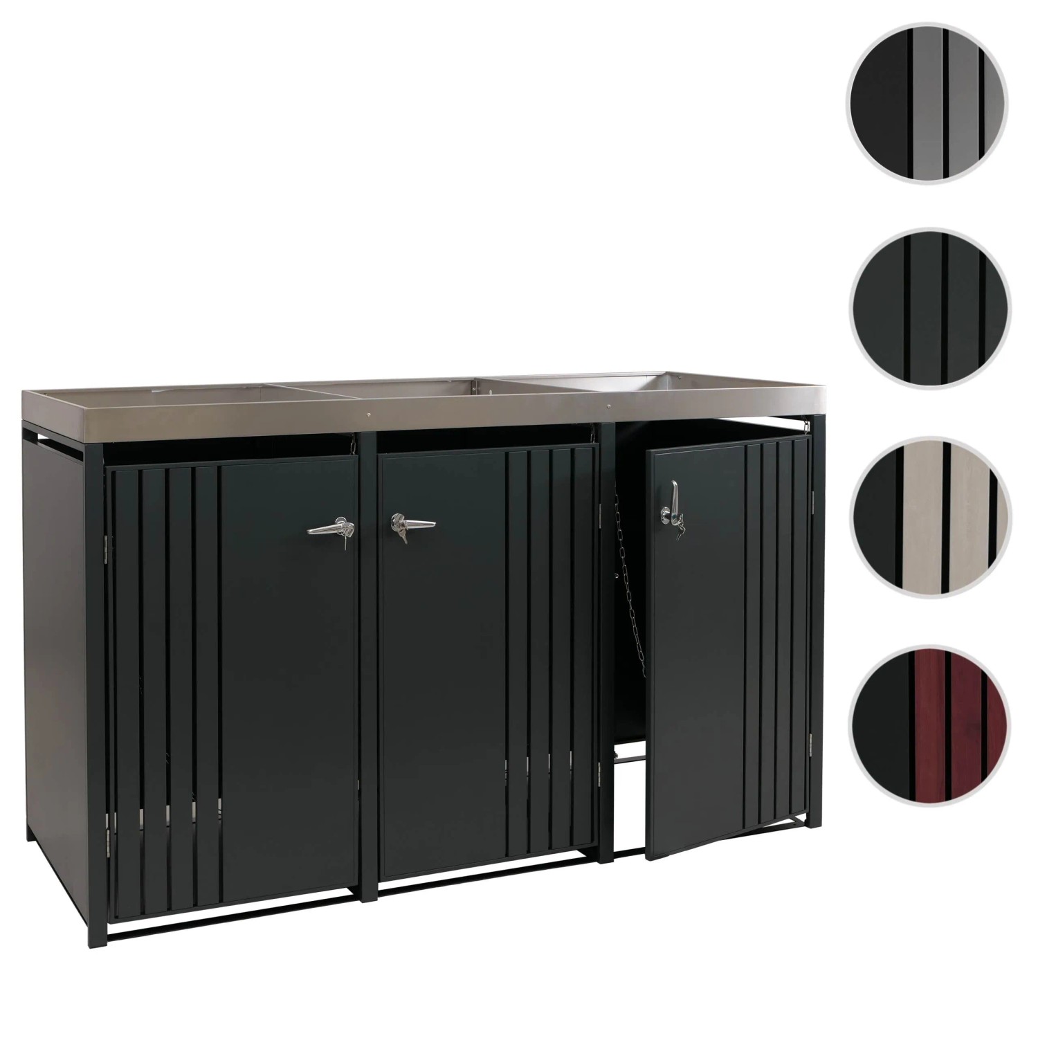 Proregal 3er-Mülltonnenverkleidung Mit Pflanzkasten HxBxT 125x196x84 cm Anthrazit Mülltonne 75kg_9