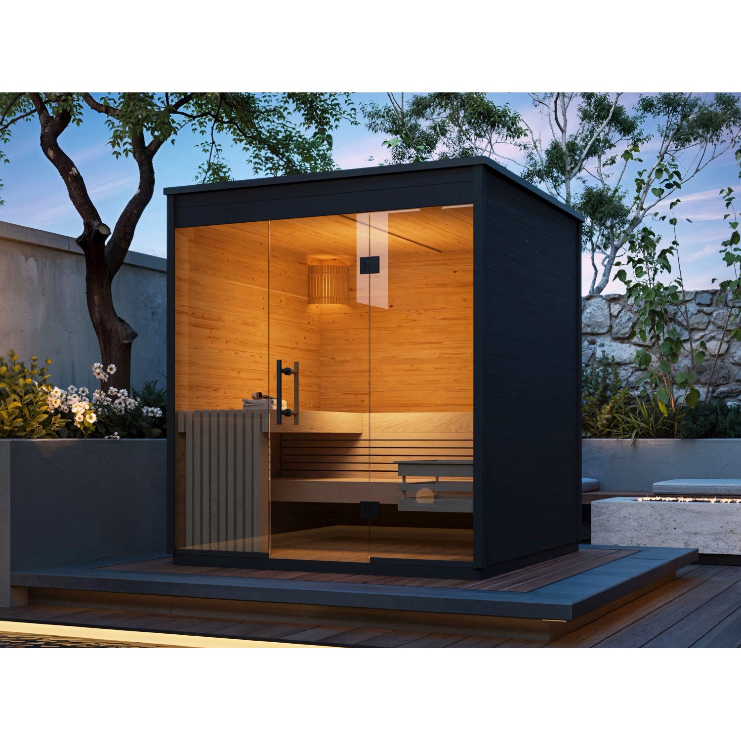 Fjordholz Design Saunahaus Modell Relax Black Edition günstig online kaufen