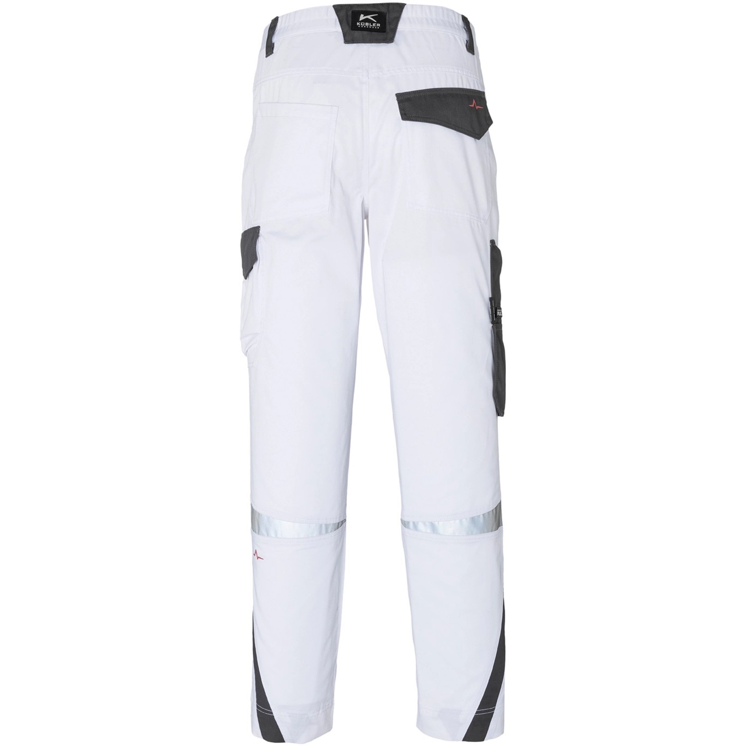 Kübler Pulse Bundhose Eco, weiß/anthrazit, Gr. 56, Rückansicht. Arbeitskleidung mit Cargotaschen.