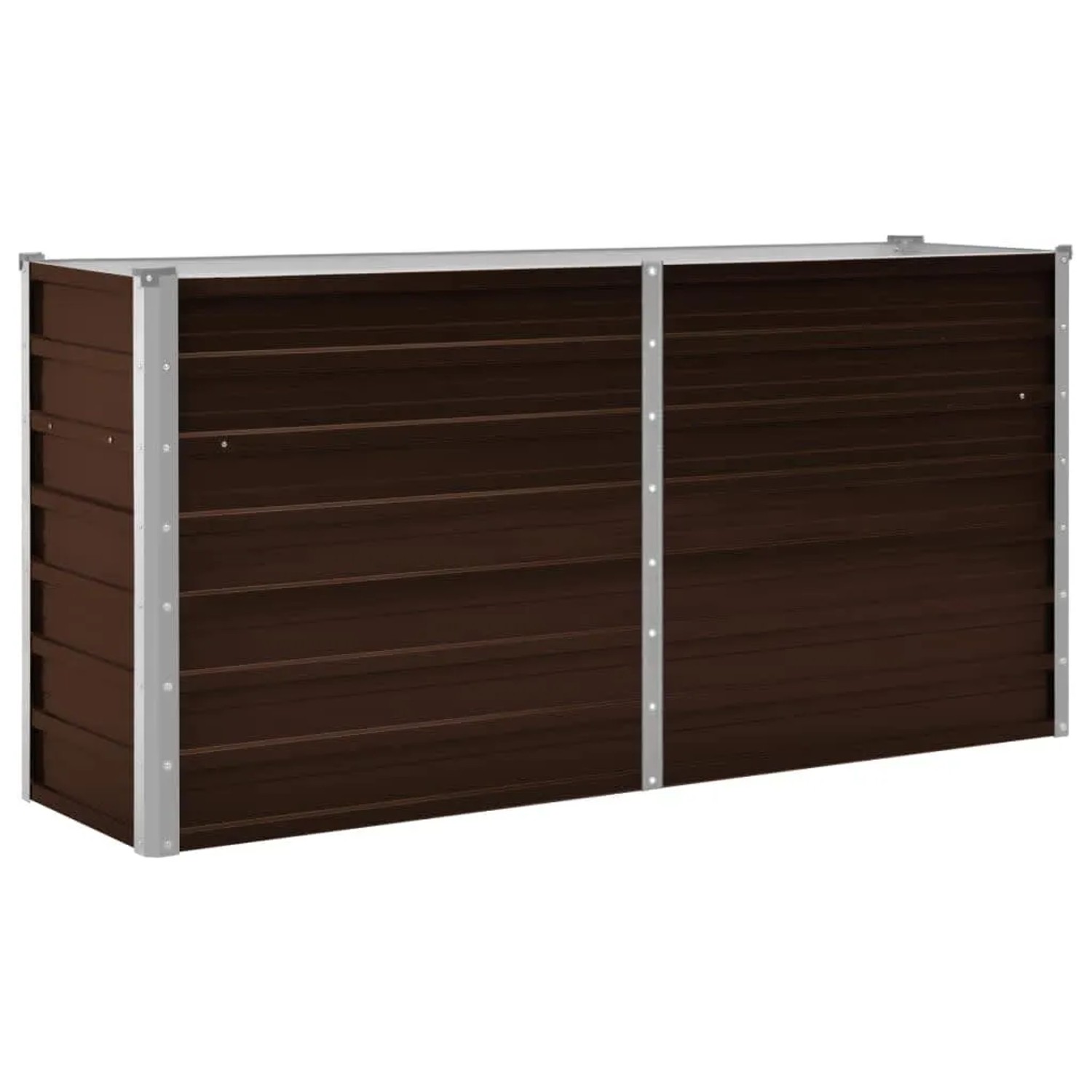 Braunes Metall-Hochbeet (160x40x77cm) von furnicato für Garten, Balkon oder Terrasse.