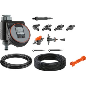 Gardena Tropfbewässerungs-Set Beet Automatic mit Bewässerungssteuerung und Zubehör.