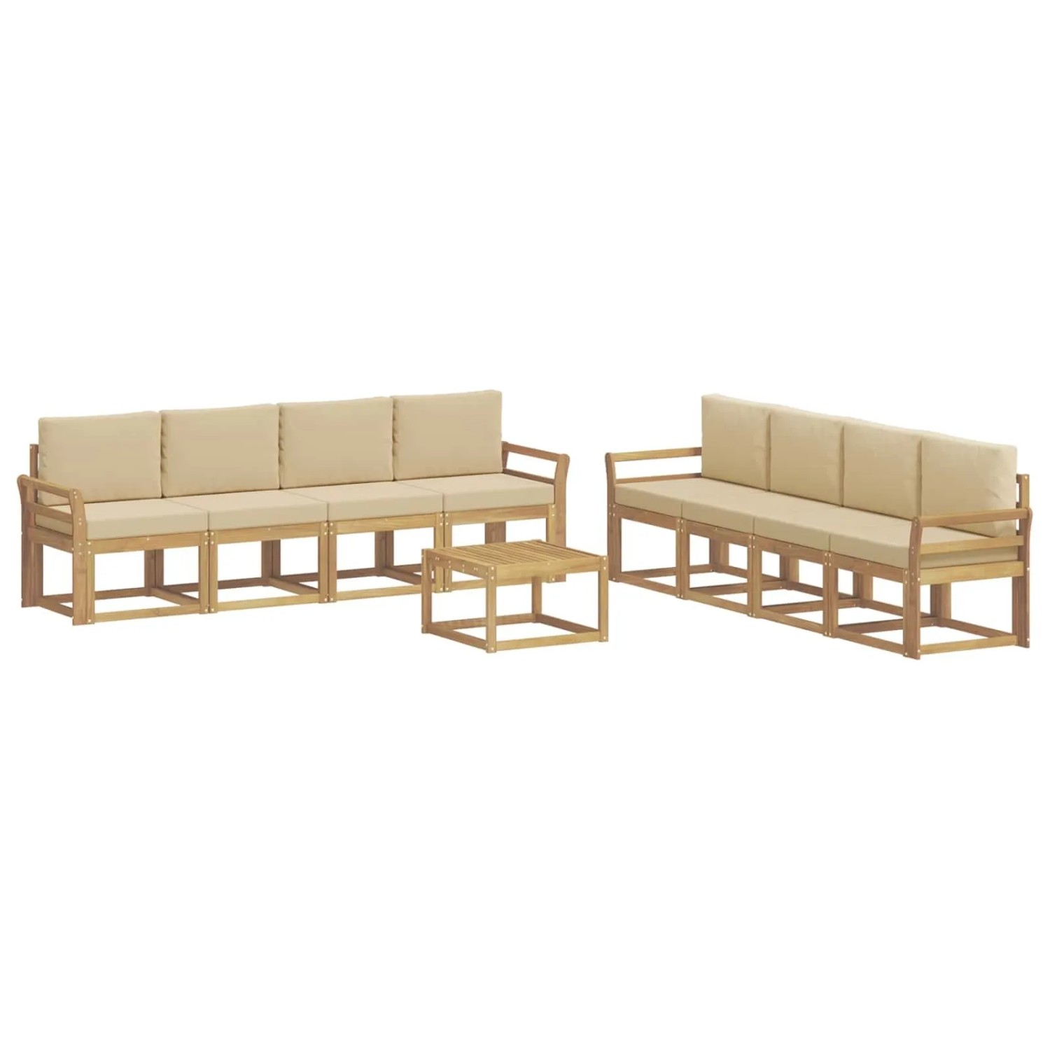 vidaXL Outdoor-Sofagarnitur mit Kissen 9-Tlg Weiß und Beige 3387422