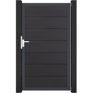 GroJaSolid Grande Tor, anthrazitgrau, 100x180 cm, mit Rahmen. Sichtschutzzaun-Tor.