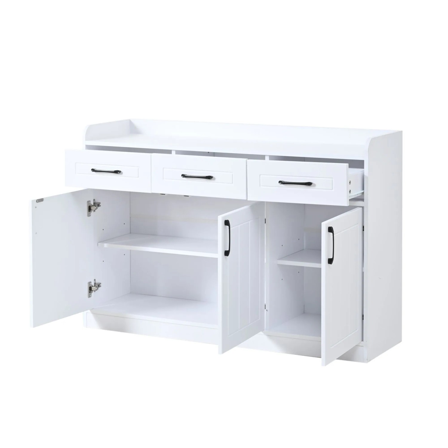 okwish Sideboard mit Schubladen Türen Wohnzimmer 120x35x80cm Weiß