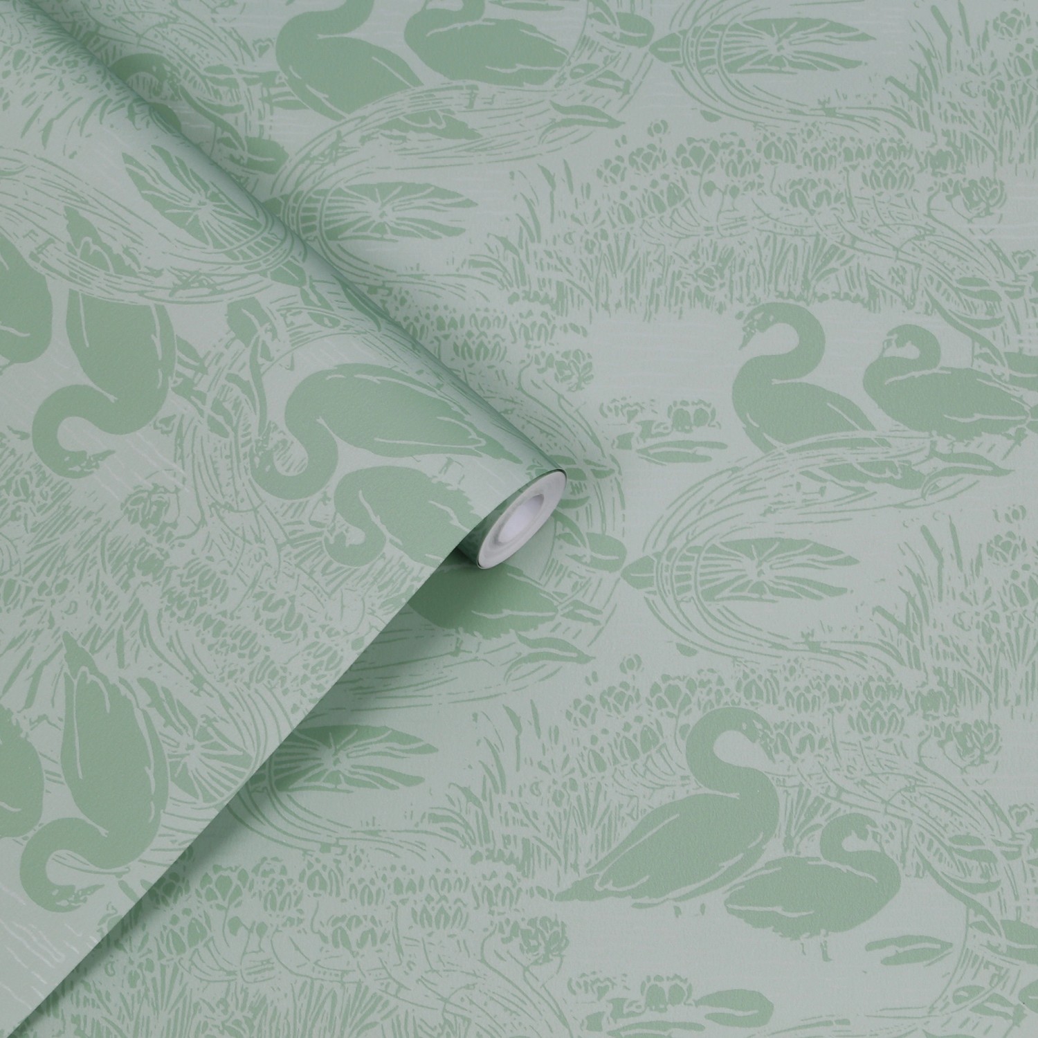 Laura Ashley Vliestapete Swans Jade Green Grün FSC®