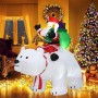 Aufblasbarer Weihnachtsmann auf Eisbär, 200cm, mit LED-Beleuchtung. Perfekte Weihnachtsdeko für Garten.