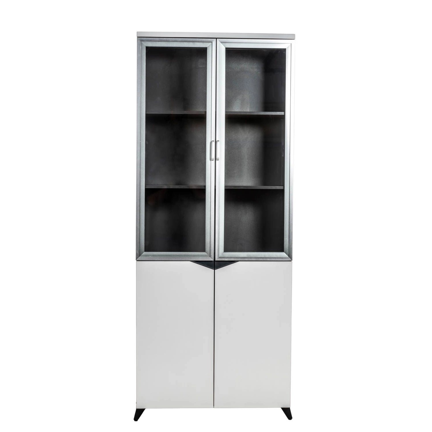 Jet-Line Aktenschrank Carlo in Schwarz-Weiß mit Glastüren 200x80x40 cm günstig online kaufen
