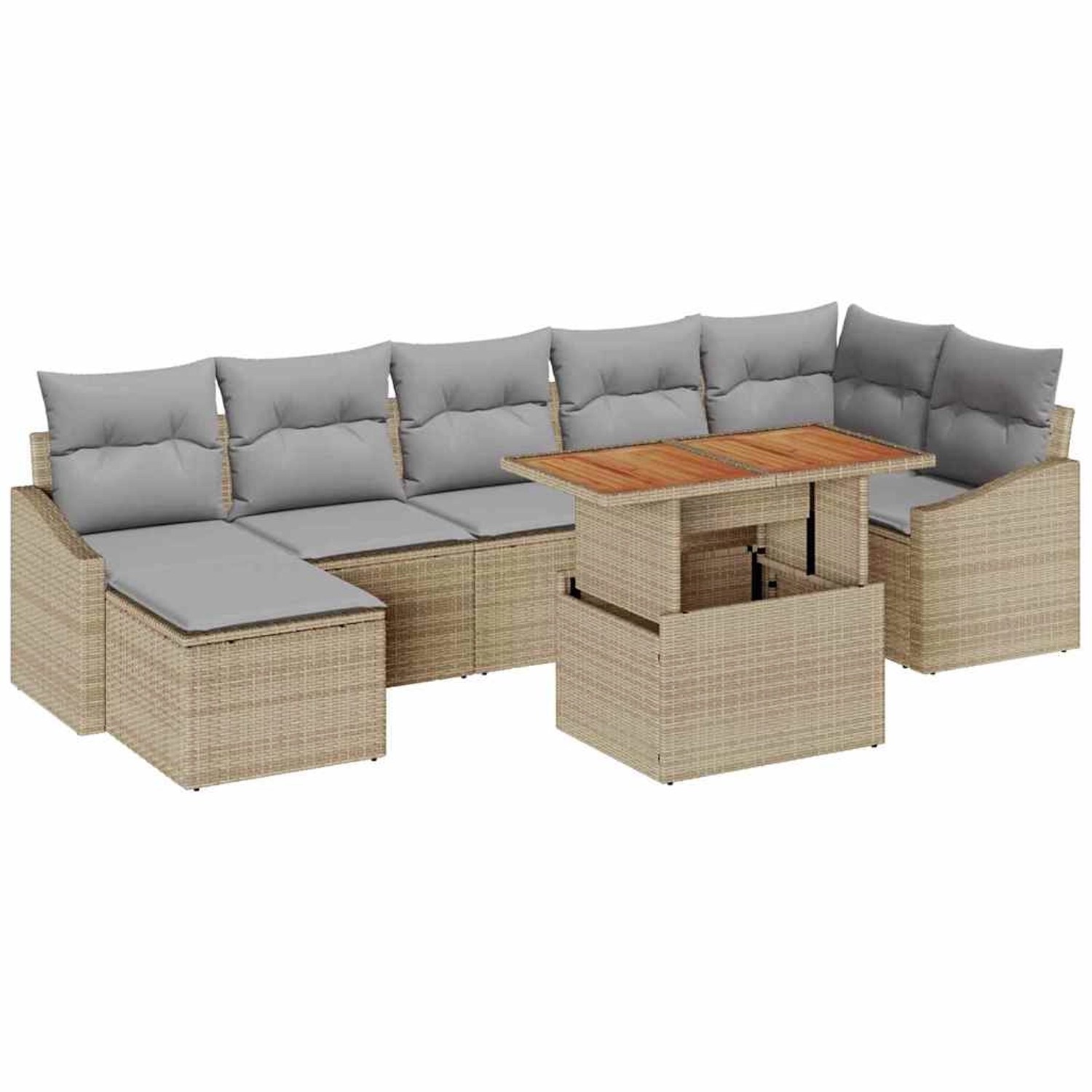 vidaXL 8-Teiliges Gartensofa-Set mit Kissen in Beige aus Poly Rattan 335860 günstig online kaufen