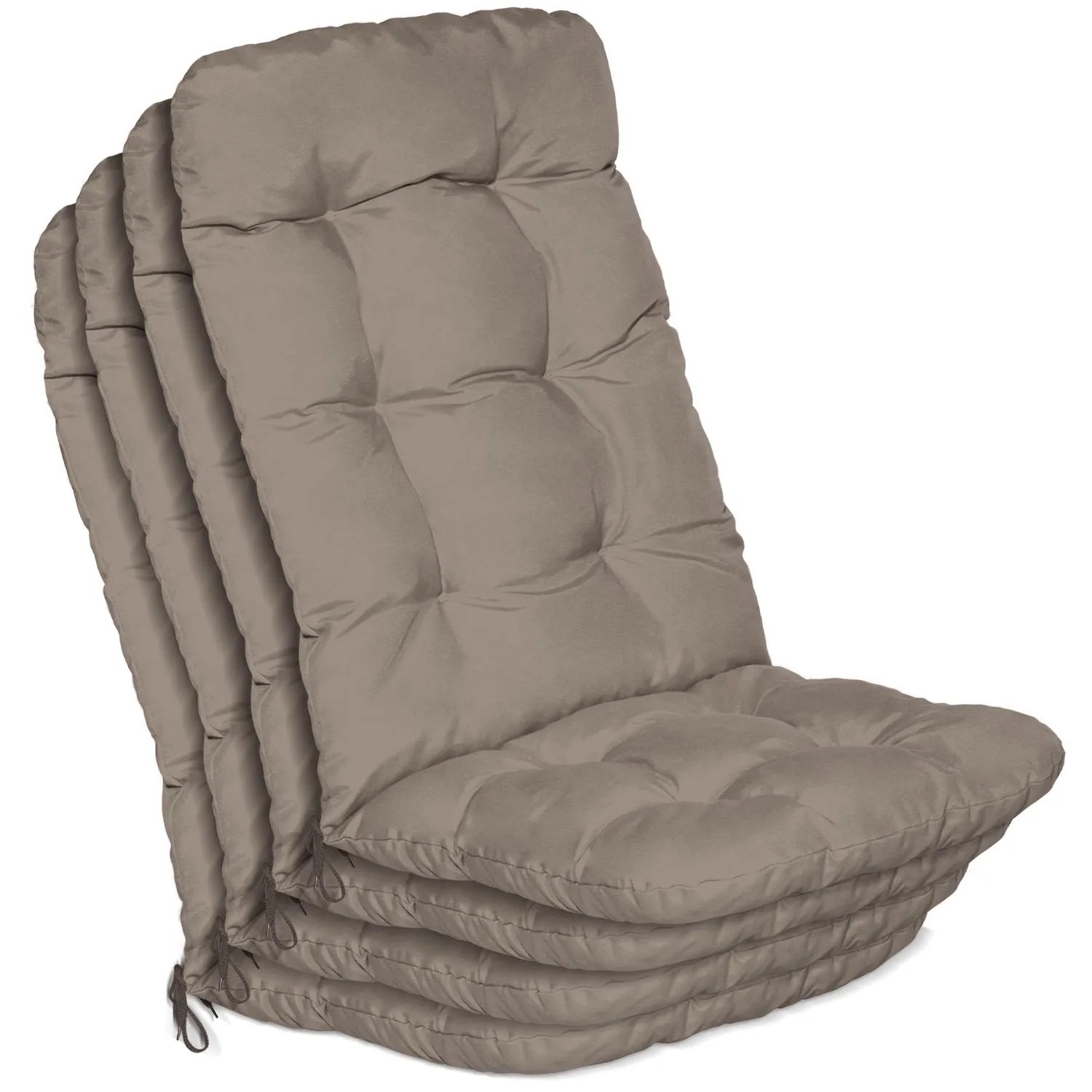 Beautissu 4er Set Hochlehner Auflagen Flair HL 120x50x8cm Taupe