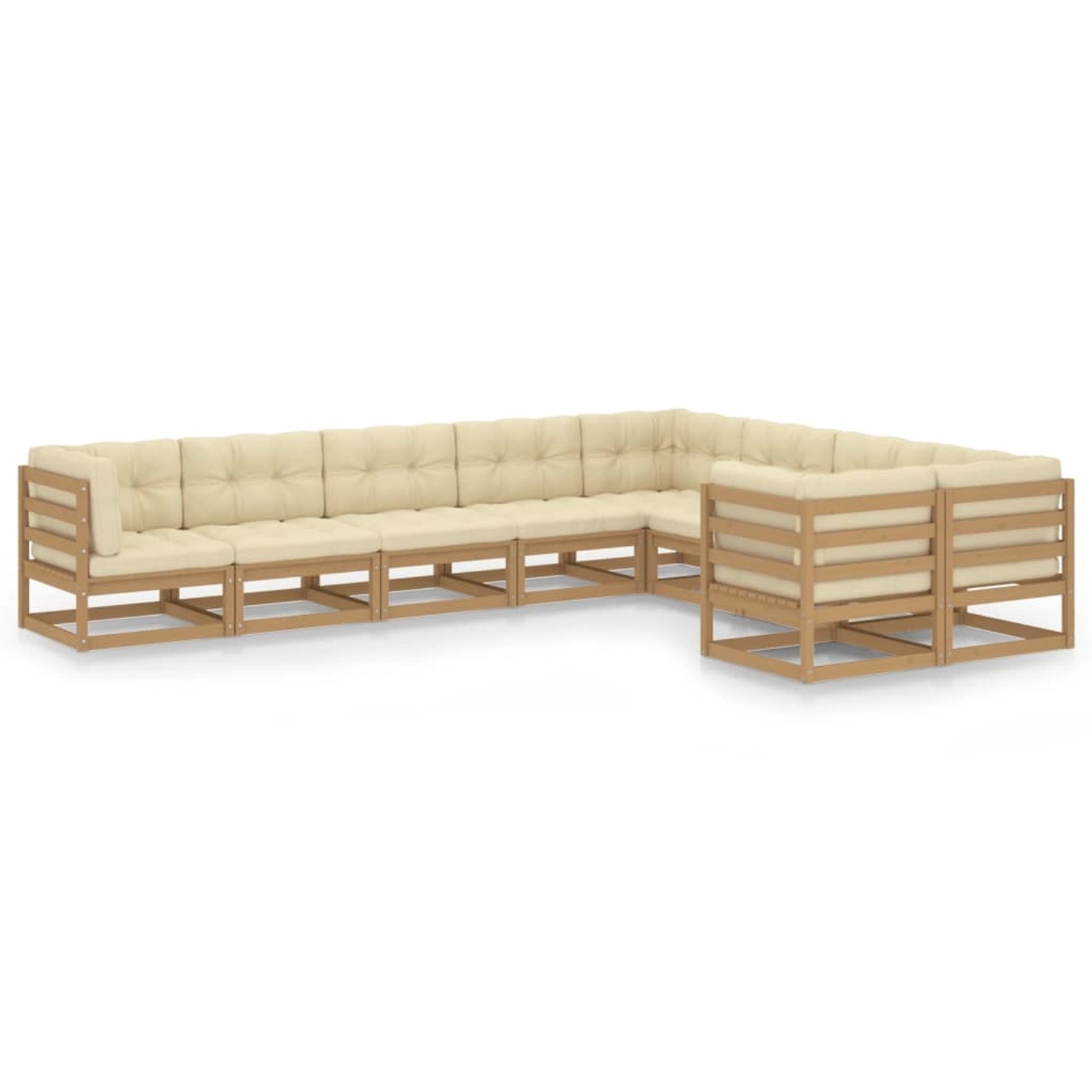 vidaXL 9-tlg Garten-Lounge-Set Kissen Honigbraun Kiefer Massivholz Modell 6 günstig online kaufen