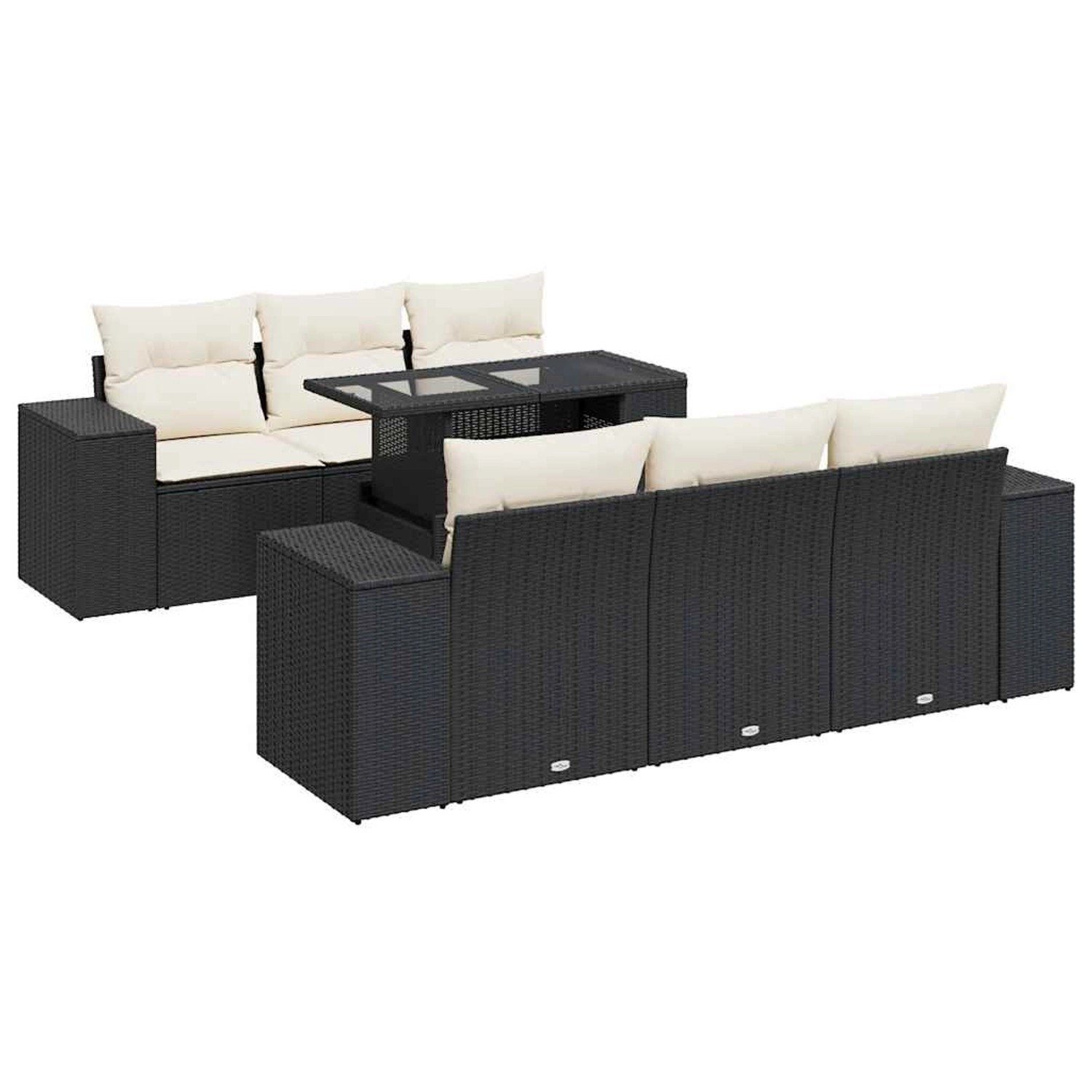 vidaXL 7-Tlg Garten-Sofagarnitur mit Kissen Schwarz Poly Rattan 3326737 günstig online kaufen