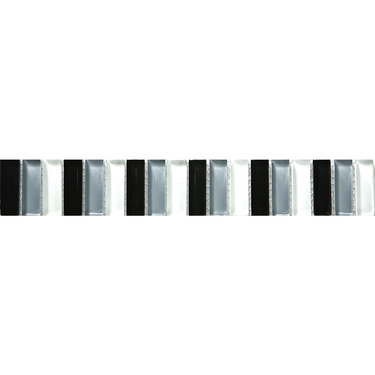 Glasbordüre Schwarz Grau Weiß 5 cm x 30,6 cm