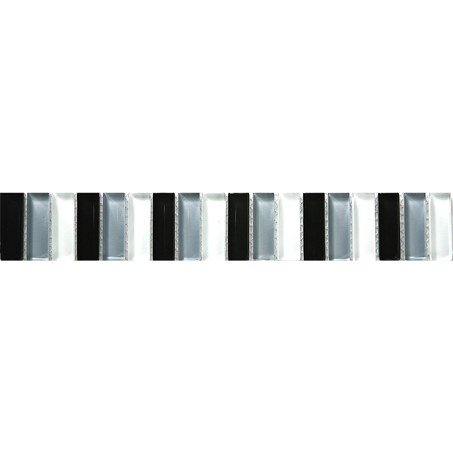 Glasbordüre Schwarz Grau Weiß 5 cm x 30,6 cm günstig online kaufen