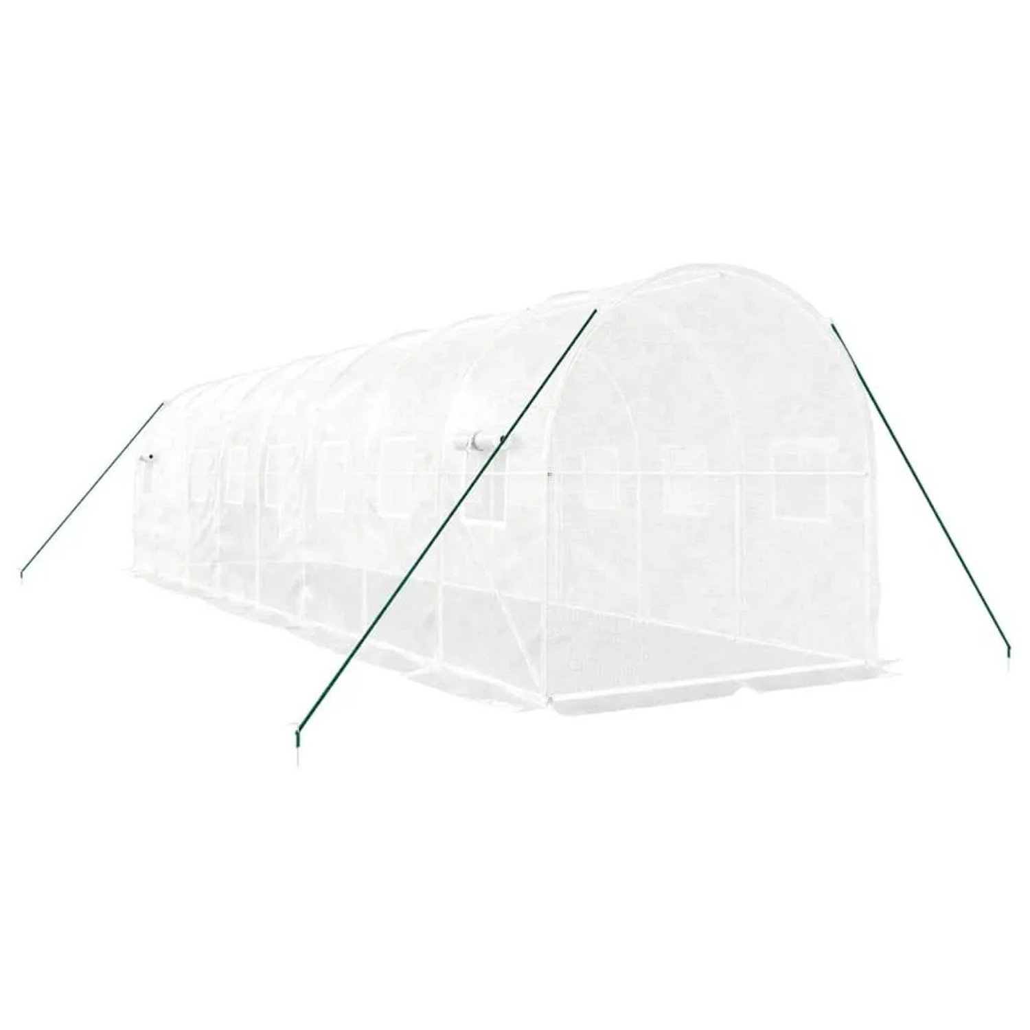 vidaXL Gewächshaus mit Stahlrahmen Weiß 16 m² 8x2x2 m 3188030_6
