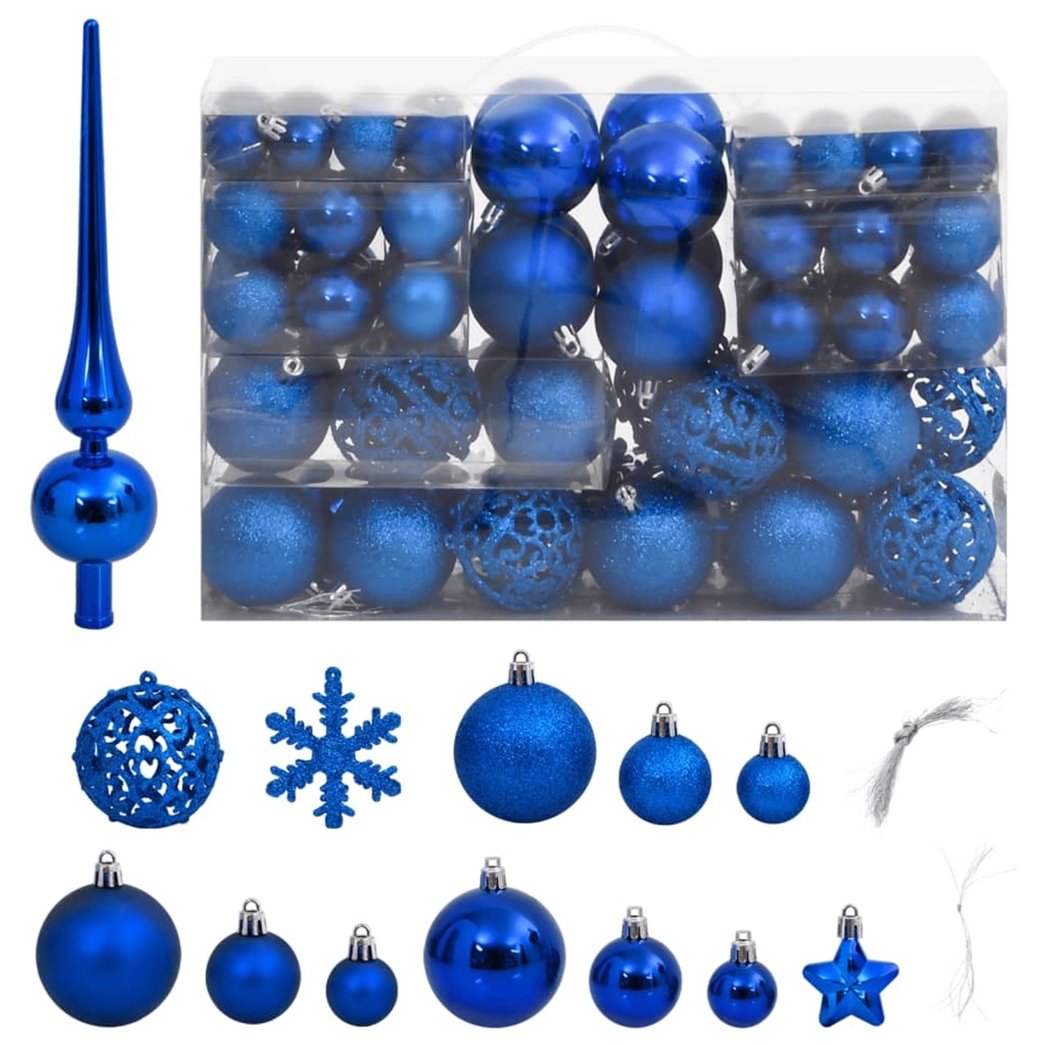 furnicato 111-tlg. Weihnachtskugel-Set Blau Polystyrol