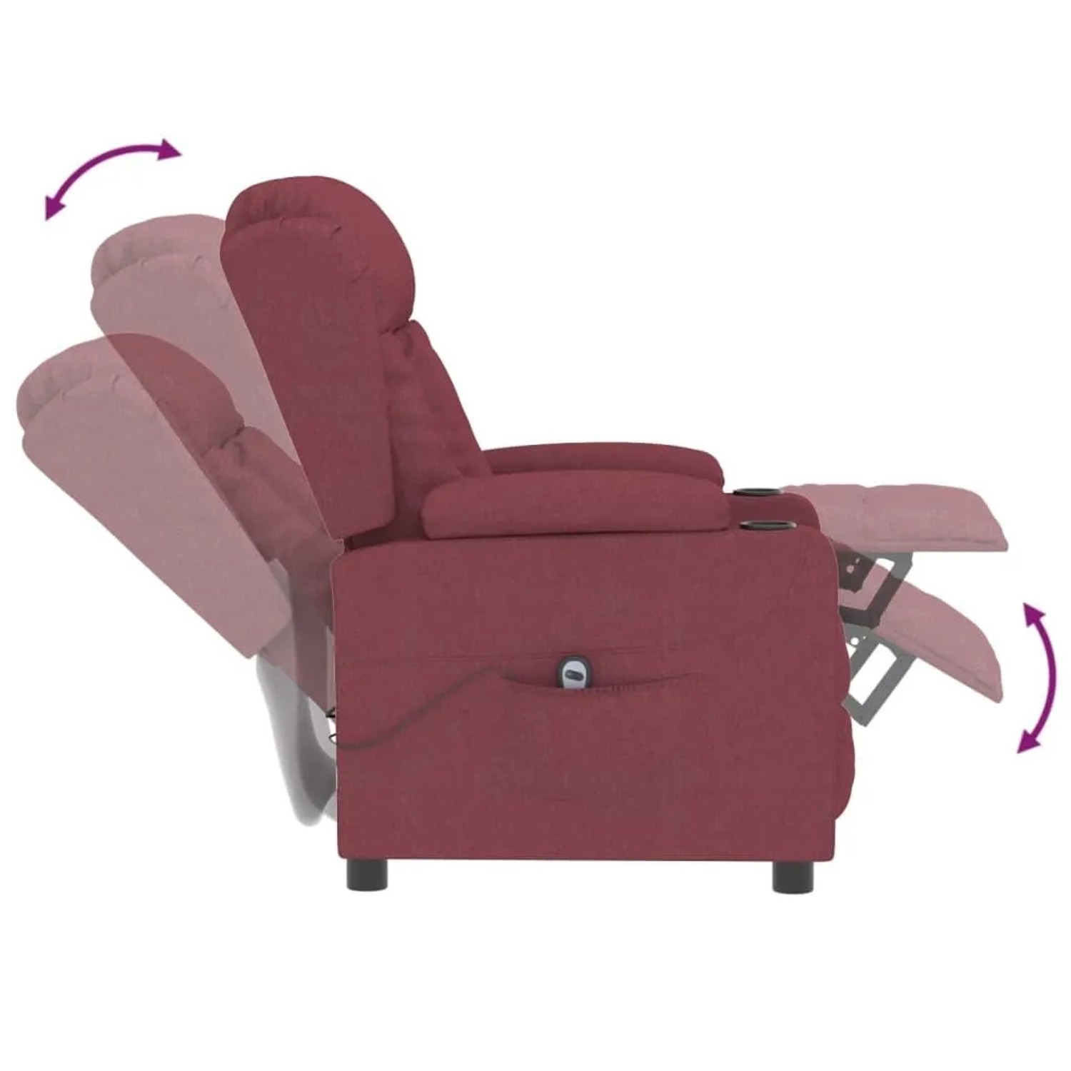 vidaXL Relaxsessel Elektrisch Weinrot Stoff 3098780_7