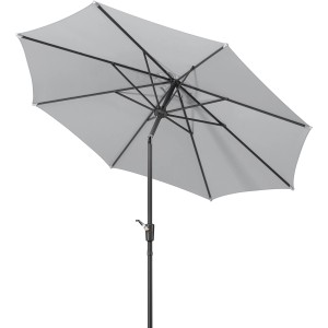 Schneider Marktschirm, Ø 270 cm, silbergrau, mit Kurbelmechanik. Sonnenschirm für Garten und Balkon.