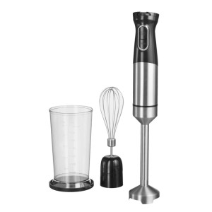 Westfalia Stabmixer-Set mit Edelstahl-Mixer, Rührbesen und Messbecher.