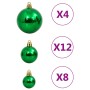 Grüne Weihnachtskugeln Set, verschiedene Größen. Weihnachtsbaumkugeln aus Polystyrol.