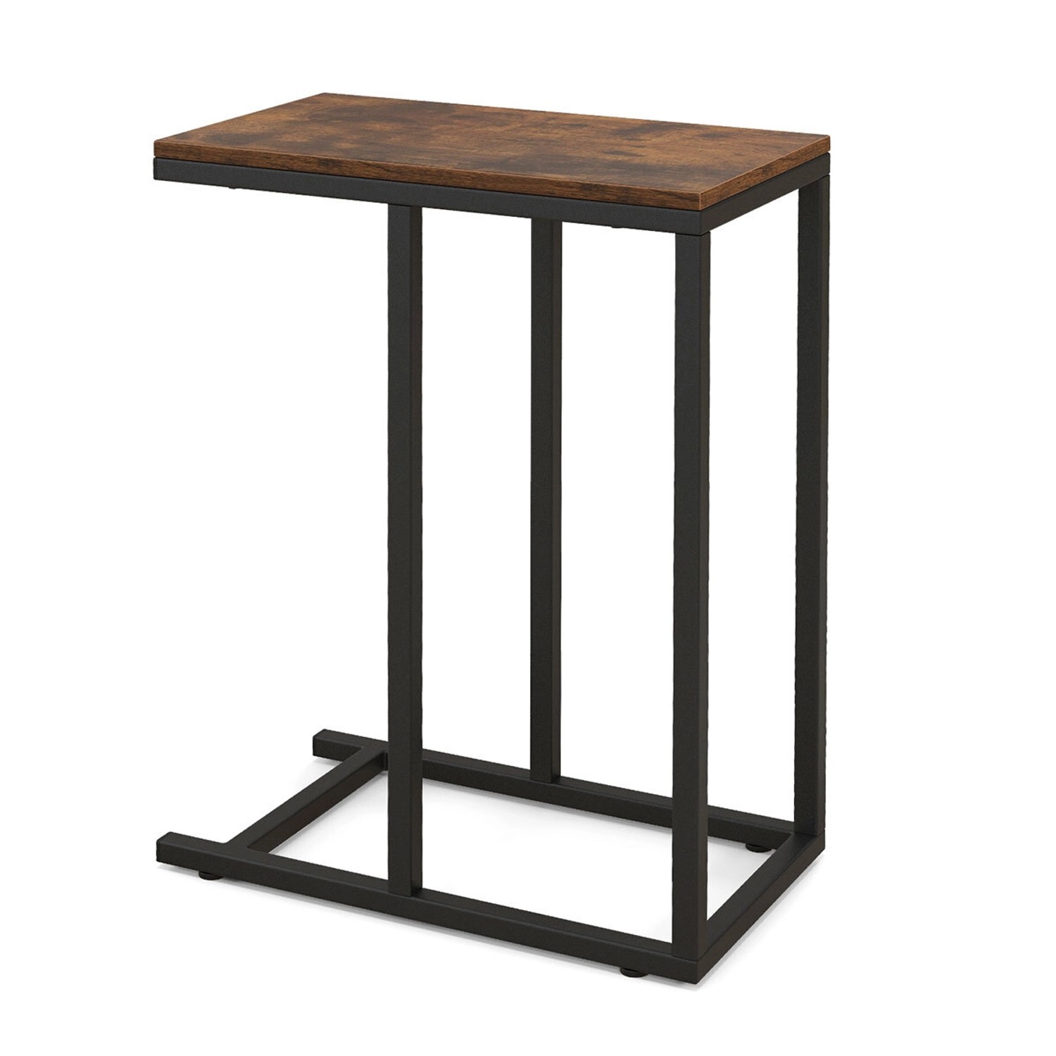 Costway Beistelltisch C-Form Sofatisch mit Metallgestell Braun günstig online kaufen