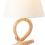 Weiße Brilliant Tischlampe Sailor mit Natur-Seilfuß für Wohn- und Schlafzimmer.